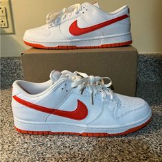 Nike Dunk Low Retro Shoes White Picante Red Dv0831-103 Men's Size 10 - No Box Brand New Classic Red Basketball Shoes With Round Toe, Classic Low-top Skate Shoes With Red Sole, Classic Red High-top Skate Shoes, Sporty Slip-on Skate Shoes With Red Sole, Nike Red Slip-on Sneakers, Red Nike Slip-on Sneakers, Classic Red Nike Custom Sneakers, Sporty Red Slip-on Skate Shoes, Red Slip-on Sporty Skate Shoes