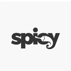 the word spicy written in black on a white background