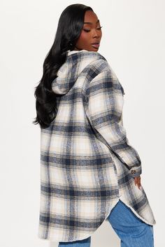 Available In Grey/combo And Navy/combo. Wool Plaid Shacket Hooded Button Closure Front Pockets Hand Pockets Cuff Button Closure Sherpa Lined Disclaimer: Plaid Placement May Vary. 80% Polyester 20% Cotton Lining: 100% polyester Imported | Charlotte Plaid Sherpa Lined Shacket in Navy Blue size XL by Fashion Nova Hooded Jacket With Button Closure For Fall, Hooded Fall Shacket With Pockets, Hooded Outerwear With Button Closure For Fall, Trendy Hooded Outerwear With Button Closure, Hooded Fall Outerwear With Snap Buttons, Wool Shirt Jacket, Polo Sport Ralph Lauren, Zip Hoodies, Wool Shirt