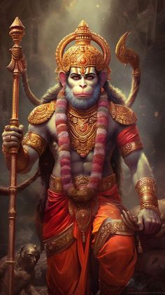 an image of a monkey god holding a stick