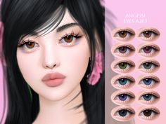 an image of a woman's eyes with different colored contacts