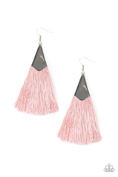 A plume of shiny pink thread streams out from a triangular silver fitting, creating a flirty tassel. Earring attaches to a standard fishhook fitting. Sold as one pair of earrings. #P5SE-PKXX-078XX Paparazzi Earrings, Pink Thread, Pink Jewels, Tassel Earring, Pink Tassel, Fish Hook Earrings, Paparazzi Accessories, Fabulous Jewelry, Affordable Jewelry