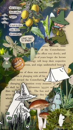 an altered collage of plants, mushrooms and other things