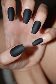 Black Coffin Nails [Matte or Glossy] *Set of 20* (+Color options!) False nails, Fake nails, Press on Black Matte Nails, Coffin Nails Matte, Matte Nail, Polish Models