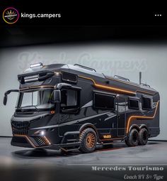 an image of a truck with lights on it's side and the words king campers