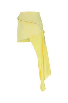 Exterior: 100% Polyester Fitted Yellow Wrap Skirt, Fitted Wrap Skirt For Spring Cocktail, Fitted Wrap Skirt For Cocktail In Spring, Fitted Cocktail Wrap Skirt For Spring, Spring Cocktail Wrap Skirt Fitted, Chic Yellow Evening Skirt, Satin Mini Skirt, Yellow Satin, Pleats Please Issey Miyake