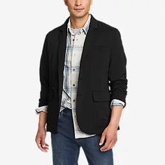 Men's Ultimate Voyager Travel Blazer | Eddie Bauer Functional Sport Coat For Workwear In Fall, Functional Fall Sport Coat For Workwear, Casual Outerwear For Work, Travel Blazer, Free Fabric, Wrinkle Free, Eddie Bauer, Ariel, Water Repellent