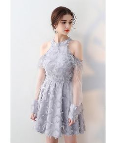 Buy lovely grey cold shoulder homecoming dress with sheer long sleeves at wholesale price online. Free shipping and pro custom service since 2009. Homecoming, Cold Shoulder, Homecoming Dresses, Size Chart, Flower Girl Dresses, Grey, Wedding Dress, Long Sleeve, Dresses