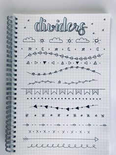 a notebook with different handwritten lettering and arrows on the page, which says dividdlers