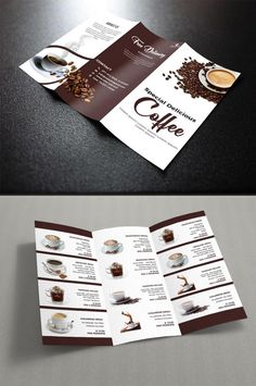 an open brochure with coffee cups on it