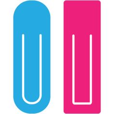 two blue and pink rectangles with the letter u on them