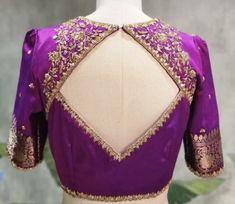 Latest 50 Back Side Saree Blouse Ideas and Designs - Tips and Beauty Latest Heavy Blouse Design, Blouse Shapes Patterns, Purple Silk Blouse Designs, Latest Embroidery Designs 2023, Threadwork Blouse Designs, Purple Blouse Work Designs, Purple Blouse Designs, Simple Hand Work Blouse Designs, Latest Aari Work Blouse Designs