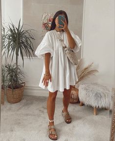 Birkenstock Outfit Summer, White Dress Outfit, Mode Boho, Ținută Casual, Summer Dress Outfits