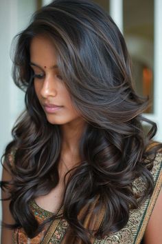 Indian Hair Color Ideas, Olive Skin Hair Color Ideas, Hair Color For Brown Skin Indian, Dark Skin Hair Color Ideas, Brown Skin Hair Color Ideas, Dark Skin Hair, Rich Brunette Hair, Sunkissed Hair Brunette, Indian Hair Color