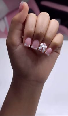 Short French Tip Set, Short And Simple Nail Designs, Pictures Of Nails Designs, Classy Nail Designs Short, Basic Acrylic Nails With Rhinestones, Very Short Nails Square, Nails Summer Square Short, Pretty Short Square Nails, Solid Color Nails With Charms