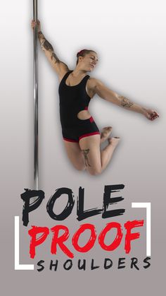 the pole prof show poster features a woman in black leotard and red shorts