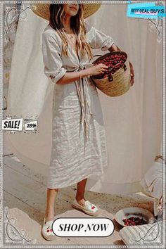 Knot V Neck Linen Dress V Neck Linen Dress, Linen Dress, Knot, V Neck