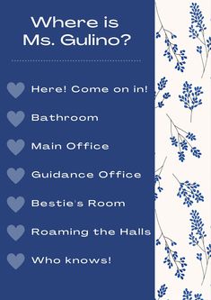 a blue and white wallpaper with the words where is ms gullino?