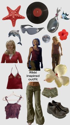 an image of various women's clothing and accessories in the shape of a starfish