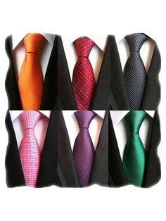 Length: 57.1" (146CM) Width: 3.1" (8CM) at widest
Material: 100% polyester the neckties are well made, the stitching and thread are gorgeous
Waterproof, HIGH QUALITY 6PCS
Unique novelty pattern make you excellent in all formal and informal occasions, perfect gift for husband, father and friends
Adopting the soft and good texture, with elegant and classic design, perfect to wear,Lot 6 PCS Classic Men's Silk Tie Necktie Woven JACQUARD Neck Ties Style 25      Tie   Men Accessories, size features ar Multicolor Standard Tie For Semi-formal Occasions, Classic Multicolor Office Ties, Business Ties For Father's Day, Multicolor Tie With Pocket Square, Multicolor Ties With Pocket Square, Multicolor Office Ties, Multicolor Accessories For Black Tie Events, Mens Silk Ties, Tie Men