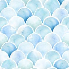 a blue and white watercolor fish scale pattern with an aqua hue to it's surface