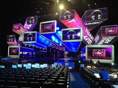 the stage is set up for an event with many large signs above it that read people choice awards