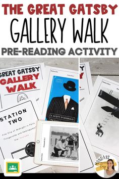 the great gatsby gallery walk pre - reading activity for children to learn how to read