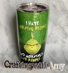 Grinch Tumbler Promotional Items For Business, Glitter Epoxy Tumbler, Grinch Tumbler, Epoxy Tumbler, Custom Tumbler Cups, Branding Materials, Hand Painted Artwork, Promotional Item, Green Glitter