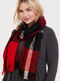 This bold and cozy buffalo plaid scarf flaunts fringe trim and lots of coverage to weather the season in style. Fringe trim . Polyester. Wash cold; dry flat. Imported. The best plus size women's red plaid oversized fringe scarf scarves in multi. Torrid is your destination for cozy fall and winter clothes to keep you warm and comfortable. Mackenzie Tartan, Buffalo Plaid Scarf, Red Plaid Scarf, Turtleneck Poncho, Chiffon Wrap, Gothic Victorian, Fringed Poncho, Cozy Scarf, Black Scarf