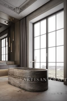 Stone Marble Bathtub Travertine in a modern bathroom with stone sinks