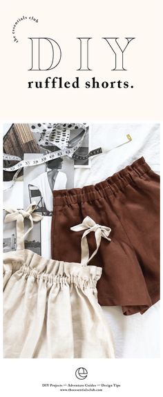 an advertisement for shorts with the words diy ruffled shorts