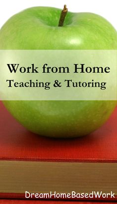 an apple sitting on top of a book with the title work from home teaching & sewing