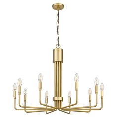 a large brass chandelier with six lights