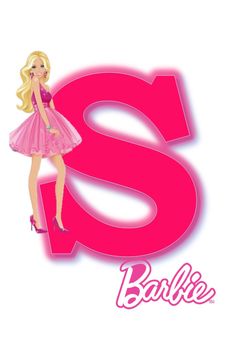 the barbie doll is standing in front of the letter s