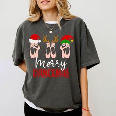 Celebrate the holiday season with a touch of dance in our Merry Dancemas Christmas Shirt! Perfect for dance moms, dancers, and dance teams, this cozy and festive sweatshirt adds a fun, girly twist to your Christmas wardrobe. Whether you're attending holiday performances, cheering for your little dancer, or simply enjoying the festivities, this shirt is a stylish way to spread Christmas cheer. It also makes a great gift for dance teams or dance moms! ✨ This shirt features a hand-pressed design wi Custom Dance Themed Christmas Pajamas, Dance Nationals Shirts, Christmas Dance Shirt Ideas, Dance Team Christmas Shirts, Dance Troupe Shirts, Dance Team Gifts, Dance Mom Shirts, Dance Teams, Dance Moms