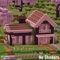 Enchantment Table House Minecraft, Starter Cherry Blossom House Minecraft, Pink Minecraft House Cottage, Simple Cute Minecraft Houses, Casa No Minecraft, Casas Do Minecraft, Minecraft Houses Pink, Minecraft Houses Cute