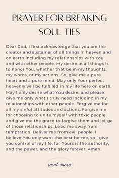 the prayer for breaking soul ties