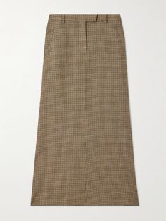 Acne Studios' skirt is woven with autumnal checks, giving it a chic heritage feel. Tailored from linen-blend for a straight fit with a gently flared hem, it’s detailed with a tonal logo patch at the back. Wear yours with the coordinating blazer and low heels. Check Skirt, Acne Shop, Jeans Dress, Low Heels, Women Collection, Denim Dress, Linen Blend, Patch Logo, Checks