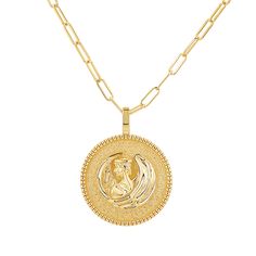 This sparkly and bold Zodiac charm is a stunning symbol of the sign that means most to you. Stunningly crafted in 14K Solid Gold, each of our zodiacs were artistically created with a beaded trim around the edge. This is the perfect centerpiece to complete your layer. Available in all gold colors and many chain lengths. 

Size: 22mm Diameter
14K Solid Gold
Lifetime Guarantee
Made in Los Angeles Luxury Zodiac Sign Necklace, Spiritual Zodiac Sign Medallion Jewelry, Gold Plated Zodiac Sign Spiritual Jewelry, Spiritual Gold-plated Zodiac Sign Jewelry, Luxury Zodiac Sign Round Pendant Jewelry, Spiritual Zodiac Sign Jewelry In Yellow Gold, Luxury Gold-plated Zodiac Sign Necklaces, Luxury Gold Plated Zodiac Sign Necklace, Spiritual Yellow Gold Zodiac Jewelry