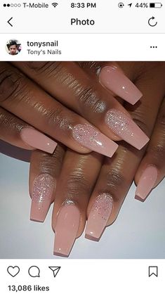 Nude Peach Nails, Peach Acrylic Nails, Nails Graduation, Nails Opi, Glitter Nails Acrylic, Tapered Square Nails, Nails Gel Nails, Peach Nails, Graduation Nails