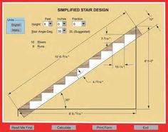 the stair design is shown in red and white