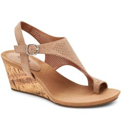 Brand New Style & Company Womens Beige Perforated Adjustable Strap Cushioned Maddyson Round Toe Wedge Buckle Sandals Size 9.5m Color Tan Made With All Man Made Materials Heel Height Measurements Approx 3."Inches This Items Is Brand New Without Tag Check The Pictures Footbed Sandals, Buckled Heels, Jelly Shoes, Flip Flop Shoes, Toe Ring, Buckle Sandals, Walker Boots, Open Toe Sandals, Womens Shoes Wedges