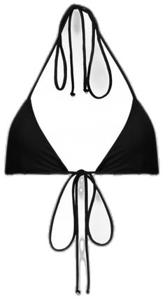 Chic Adjustable Halter Neck Top, Summer Party Triangle Swimwear, Chic Black Tie-side Swimwear, Black Triangle Swimwear For Pool, Chic Black Tie-side Bottom Swimwear, Chic Black Tie-side Swimwear Bottom, Black String Tie Swimwear For Beach, Black String Tie Swimwear For Summer, Chic Triangle Halter Top For Sunbathing