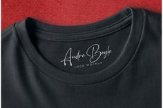 an image of a black shirt with the name annie boyde written in white on it