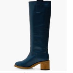 New Gorgeous, Leather, Wood Block, Heel Tall, Shaft, Deep Teal Blue Green Blue Boots Outfit, Black Velvet Boots, Blue Leather Boots, Patchwork Boots, Free People Boots, Distressed Leather Boots, Rider Boots, Spring Boots, Velvet Boots