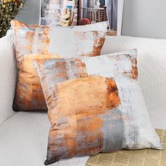 PRICES MAY VARY. Velvet MATERAIL: OYIMUA farmhouse orange pillow covers set is made of environment-friendly Velvet material, durable.These Orange pillows are eye-catching because of their innovative artistic textured design that differs from plain velvet pillowcases. DESIGN: Orange velvet decorative pillows cover, the stitching is tight, the zipper is invisible / hidden, and the material feels pleasant when you touch it and make your home more modern and stylish. GREAT MATCH:Soft velvet pillow c Orange Couch, Teal Cushions, Abstract Art Decor, White Cushion Covers, Couch Pillow Covers, Orange Throw Pillows, Pillowcase Pattern, Orange Pillows, White Cushions