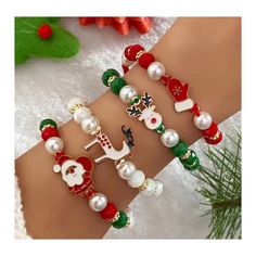 3-Pack Festive Charm Bracelet Set For Women - Classic Party Style, Multilayer Elastic Design, Vibrant Polymer Clay, Santa, Tree, Snowman, Reindeer, Bell, Stocking Pendants - Perfect For Holiday Celebrations, Gifts, And Self-Adornments Christmas Beaded Jewelry, Xmas Bracelets, Polymer Clay Santa, Clay Santa, Holiday Bracelets, Santa Tree, Tree Snowman, Classic Party, Christmas Bead