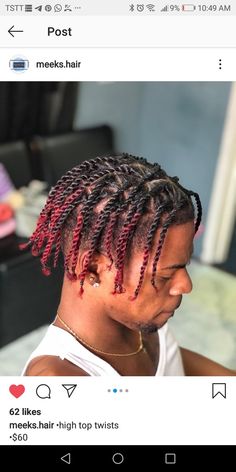 Men Two Strand Twist, Twist Hair Men, Fade Haircut Designs, Red Box Braids, Love Hairstyles