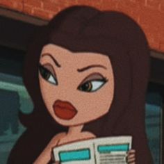 an animated woman holding a newspaper in her hand