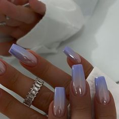 Baby Boomer Bleu, Nails In One Color, Nails Verlauf, Baby Boomer Colores, Nails Inspiration Ombre, Baby Color Nails, Ombre Nails Color, Colorful Ombre Nails, Baby Purple Nails